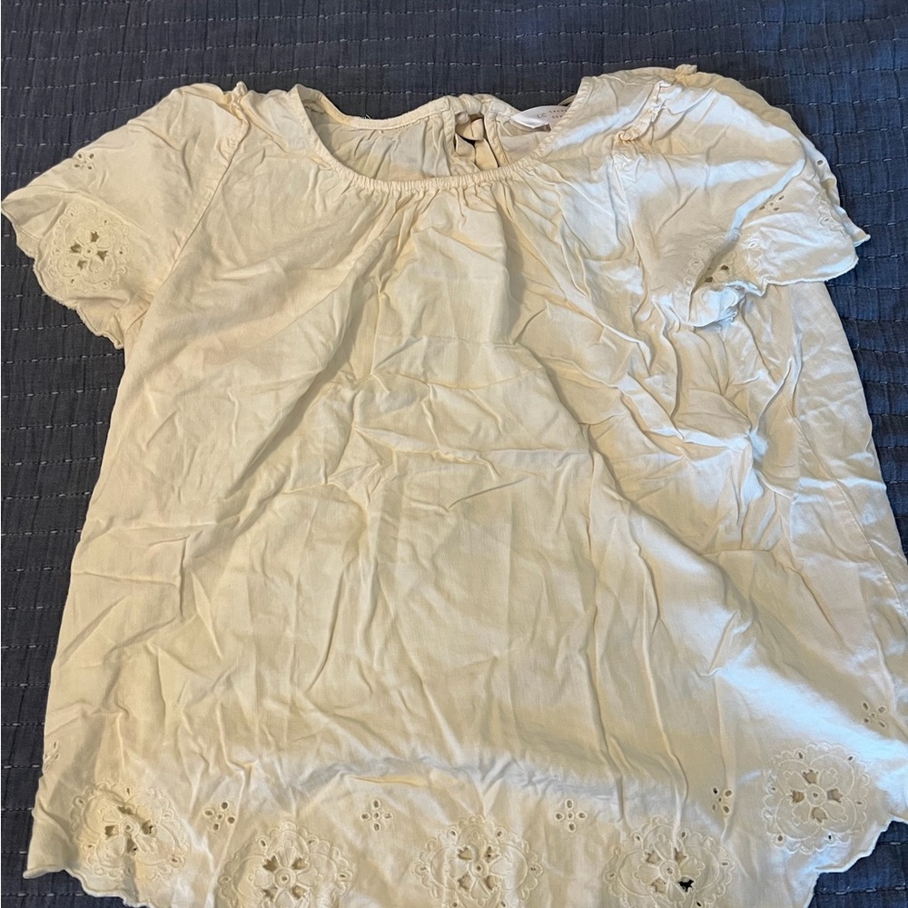 Cream Eyelet Short Sleeve Blouse
